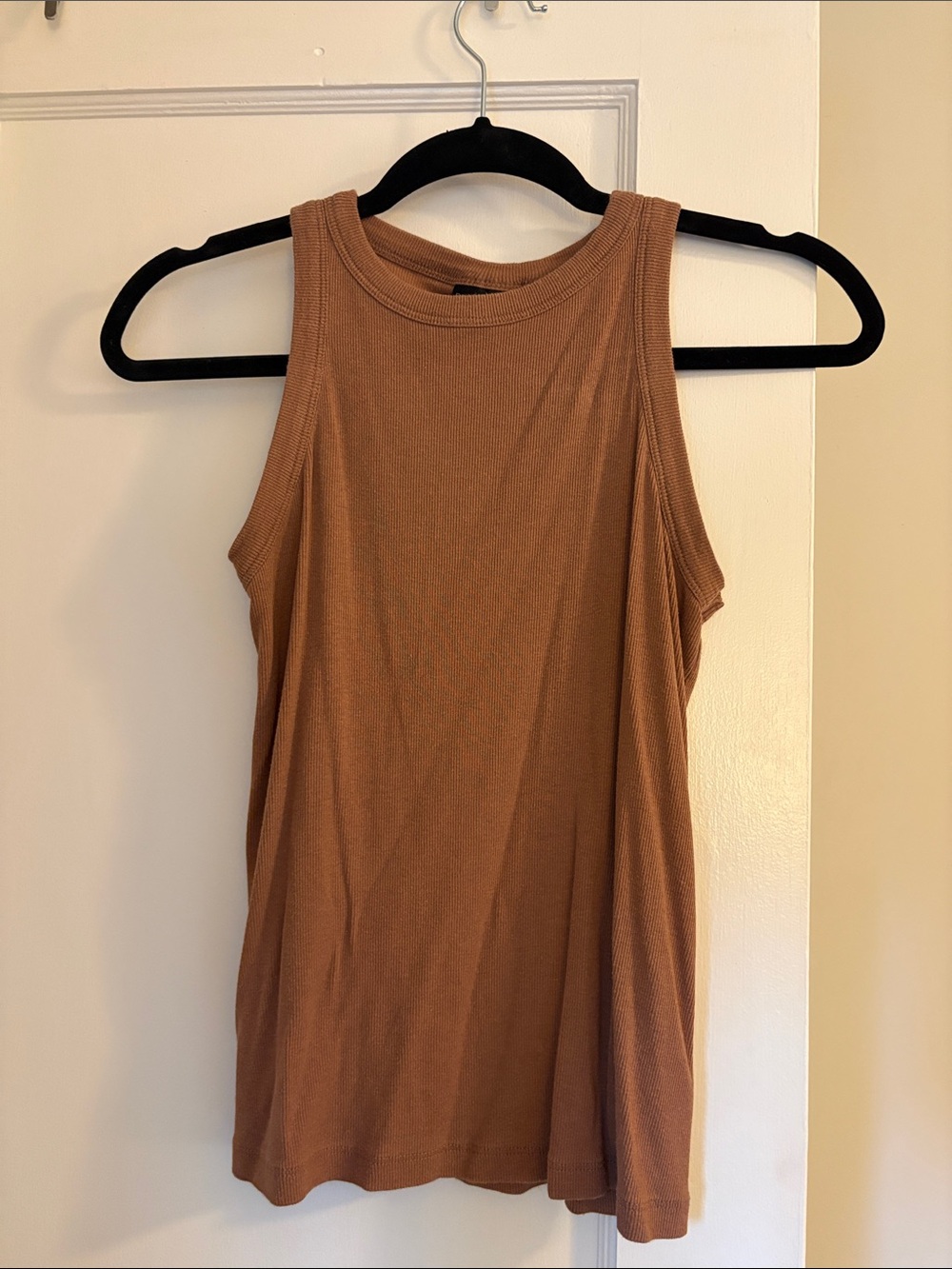 Rachel Zoe Sleeveless Ribbed Tank in Camel Brown